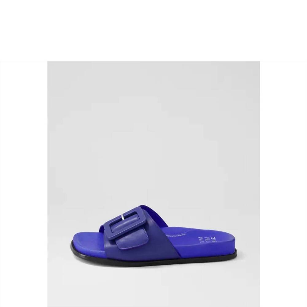 NEW ZIERA women's hanyu leather slides in blue